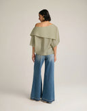 Blusa Couture Asimmetrica con Cappa Fluida
