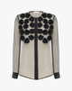 Camicia Trasparente in Organza con Applicazioni Floreali 3D