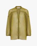 Blusa Fluida in seta con Scollo Arricciato e Laccetti