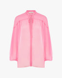 Blusa Fluida in seta con Scollo Arricciato e Laccetti