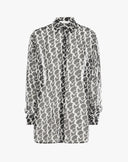 Camicia Oversize in Seta Chiffon con Stampa Monogram