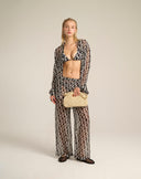 Camicia Oversize in Seta Chiffon con Stampa Monogram