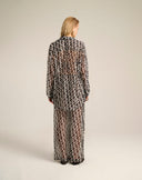 Camicia Oversize in Seta Chiffon con Stampa Monogram