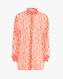 Camicia Oversize in Seta Chiffon con Stampa Monogram