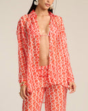 Camicia Oversize in Seta Chiffon con Stampa Monogram