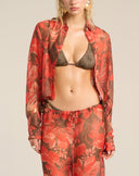 Camicia Corta Stampa Tropical