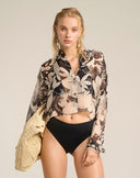 Camicia Corta Stampa Tropical