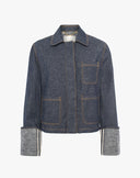 Giacca Boxy in Denim Scuro con Maxi Risvolti