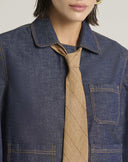 Giacca Boxy in Denim Scuro con Maxi Risvolti