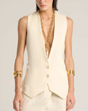 Gilet Sartoriale con Schiena in Organza Ricamata