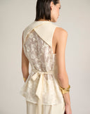 Gilet Sartoriale con Schiena in Organza Ricamata