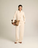 Blazer Sartoriale Panna con Scollo Architettonico
