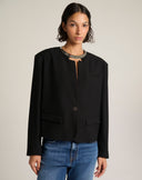 Blazer Cropped Nero con Retro Elastico
