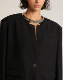 Blazer Cropped Nero con Retro Elastico