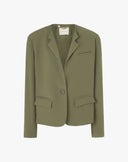 Blazer Cropped Verde Oliva con Retro Elastico