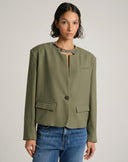 Blazer Cropped Verde Oliva con Retro Elastico