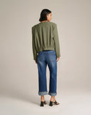 Blazer Cropped Verde Oliva con Retro Elastico