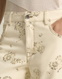 Jeans Denim Panna con Paillettes Floreali