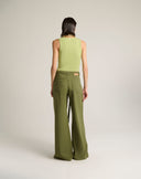 Pantaloni Wide-Leg in Bull con Cintura Intrecciata