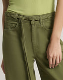 Pantaloni Wide-Leg in Bull con Cintura Intrecciata