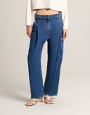 Jeans Wide-Leg con Pinces Sartoriali