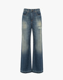 Jeans Wide-Leg in Denim Vintage con Dettagli Distressed