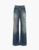 Jeans Wide-Leg in Denim Vintage con Dettagli Distressed