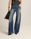 Jeans Wide-Leg in Denim Vintage con Dettagli Distressed