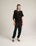 Maglia Poncho Asimmetrica a Coste Diagonali