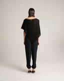 Maglia Poncho Asimmetrica a Coste Diagonali