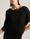 Maglia Poncho Asimmetrica a Coste Diagonali