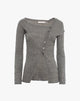 Cardigan a Coste Lamè con Scollo Asimmetrico