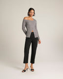 Cardigan a Coste Lamè con Scollo Asimmetrico