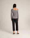 Cardigan a Coste Lamè con Scollo Asimmetrico
