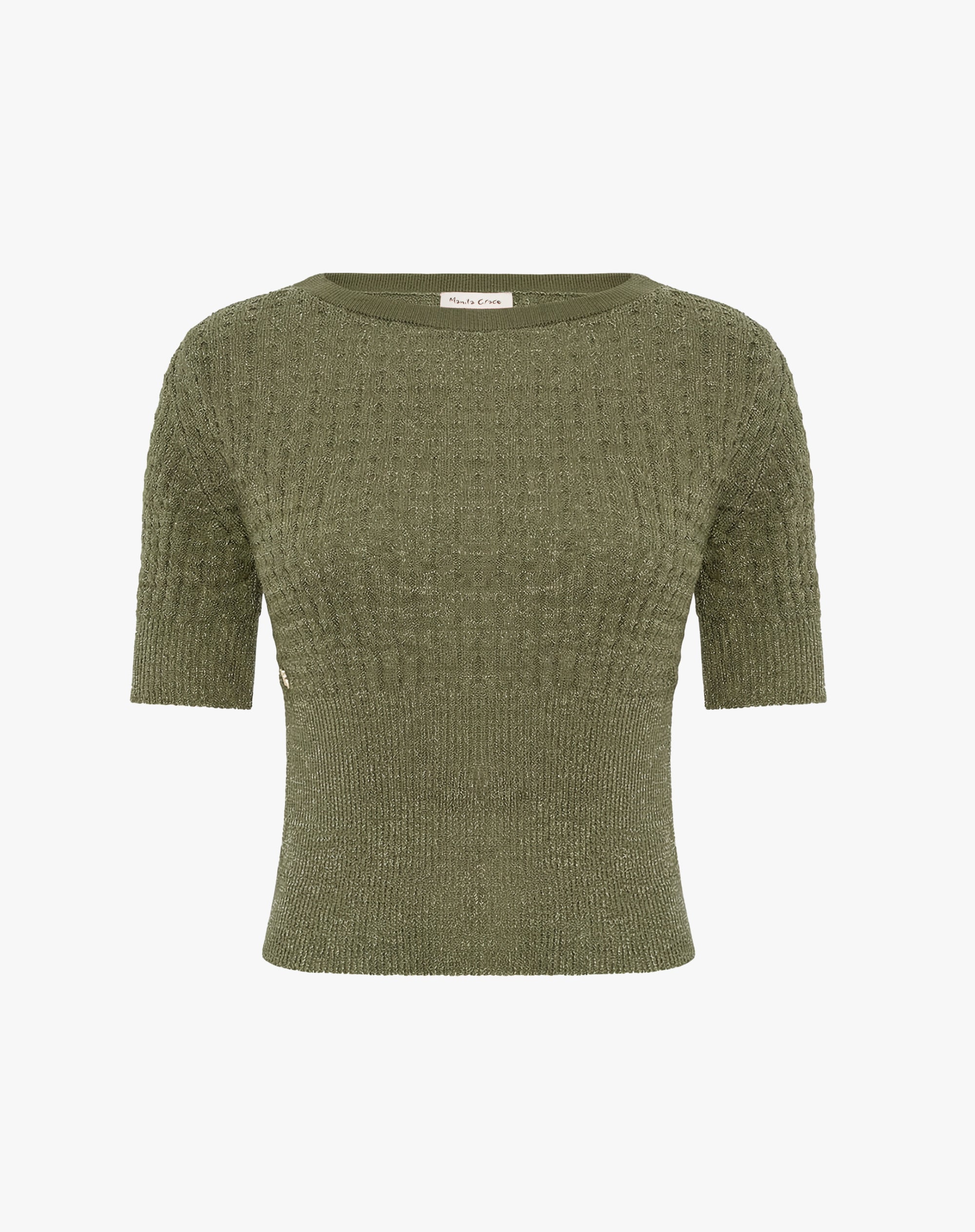 Vibrant Green Fine-Knit Cropped Top – Manila Grace