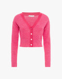 Cardigan Cropped in Maglia Traforata con Scollo a V