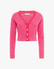 Cardigan Cropped in Maglia Traforata con Scollo a V