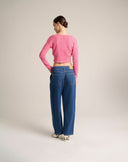 Cardigan Cropped in Maglia Traforata con Scollo a V
