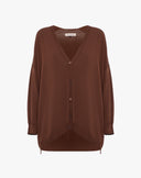Cardigan Over in Maglia Fine con Scollo a V