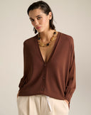 Cardigan Over in Maglia Fine con Scollo a V