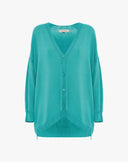 Cardigan Over in Maglia Fine con Scollo a V