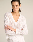 Maglia Boxy Traforata con Scollo a V