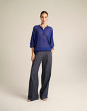 Pantalone Palazzo Sartoriale in Denim Leggero