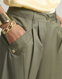 Pantalone Utility Tapered con Bottoni al Fondo
