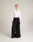 Pantalone Maxi Palazzo con Cintura e Multi-Pinces