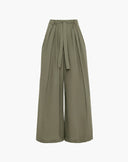 Pantalone Maxi Palazzo con Cintura e Multi-Pinces