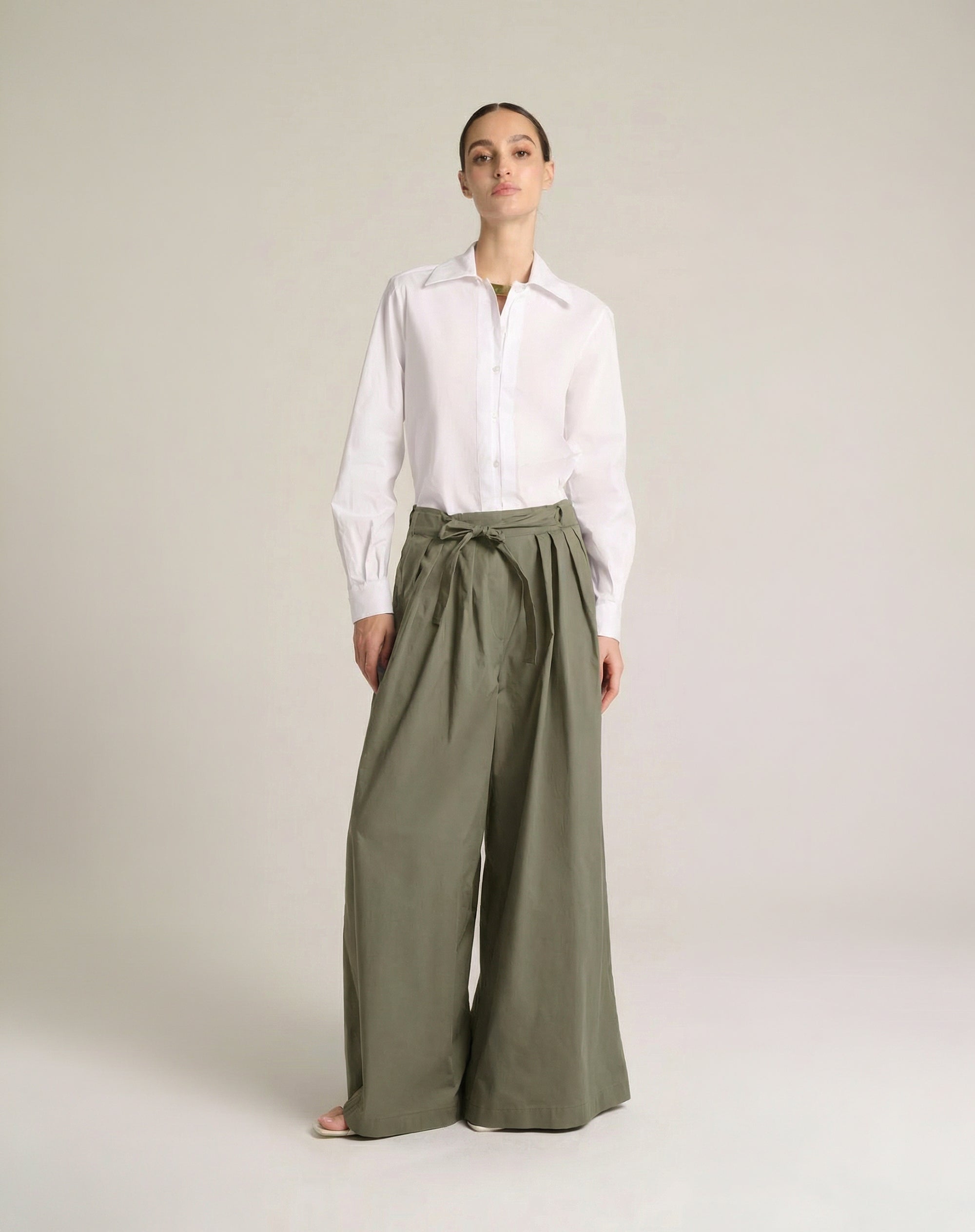 Maxi Palazzo Trousers with Belt and Multiple Pleats – Manila Grace