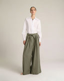 Pantalone Maxi Palazzo con Cintura e Multi-Pinces