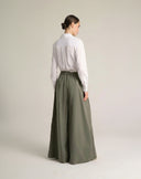 Pantalone Maxi Palazzo con Cintura e Multi-Pinces