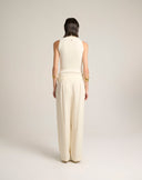Pantalone Wide Leg Fluido con Fibbia Asimmetrica